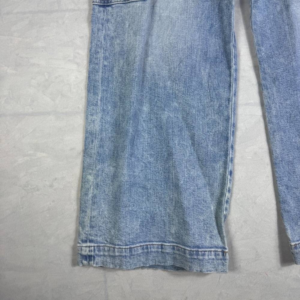 American Eagle Womens Baggy Wide-Leg Cargo Jeans Blue‎ Denim Stretch 8 Regular - Picture 9 of 16